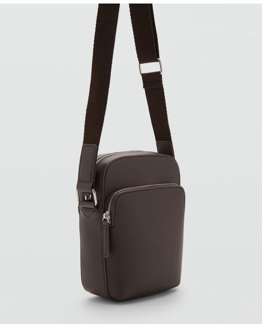 Mango Black Patent Leather-effect Shoulder Bag for men