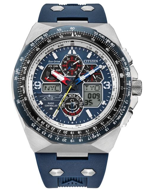 Citizen Gray Eco-drive Chronograph Promaster Air Sikorsky Skyhawk Rubber Strap Watch 46mm for men