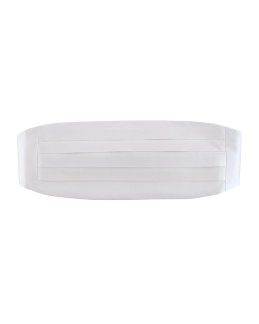 Trafalgar White Sutton Solid Color Silk Cummerbund for men