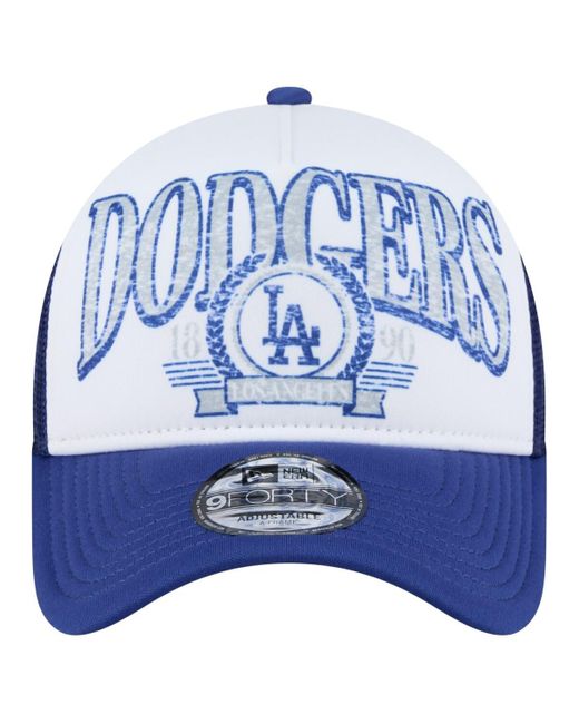 KTZ Blue White/royal Los Angeles Dodgers Trucker A-frame 9forty Adjustable Hat for men