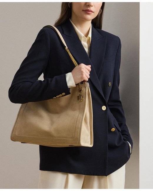 Ralph Lauren Natural Bradley Large Suede Shopper Tote Bag