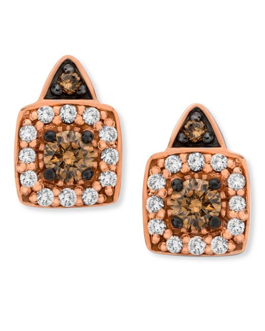 Le Vian Metallic Chocolate And White Diamond Stud Earrings In 14k Rose Gold (1/3 Ct. T.w.)