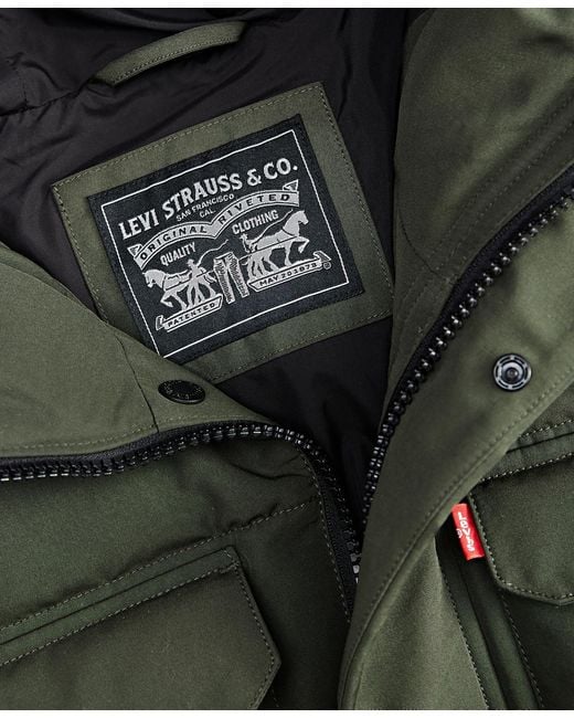 Levi's Brown Quilted Hooded Puffer Jacket for men