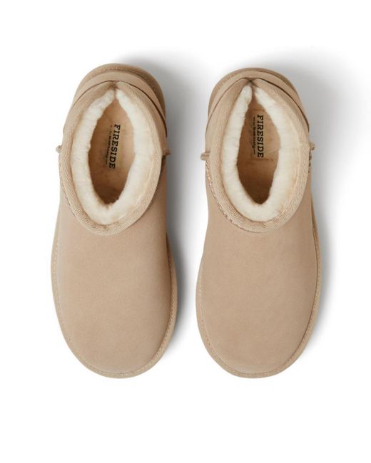 Dearfoams Natural Fireside By Kingston Genuine Shearling Platform Bootie