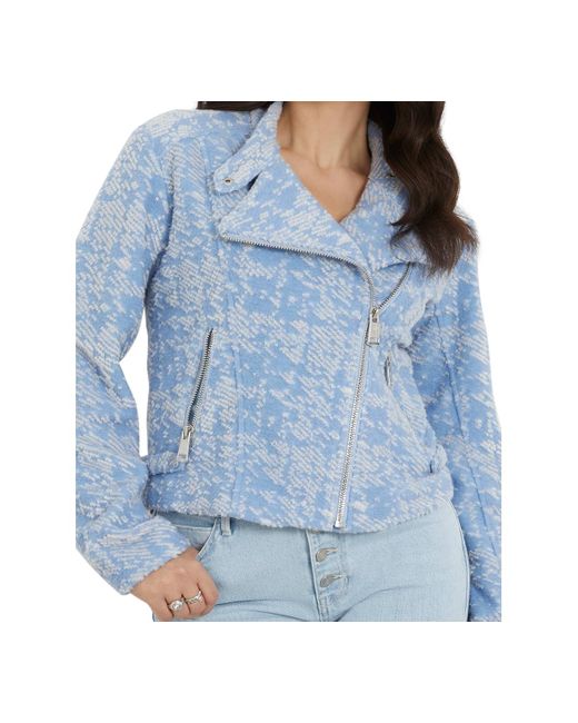 Guess Blue Carolina Asymmetric-zip Biker Jacket
