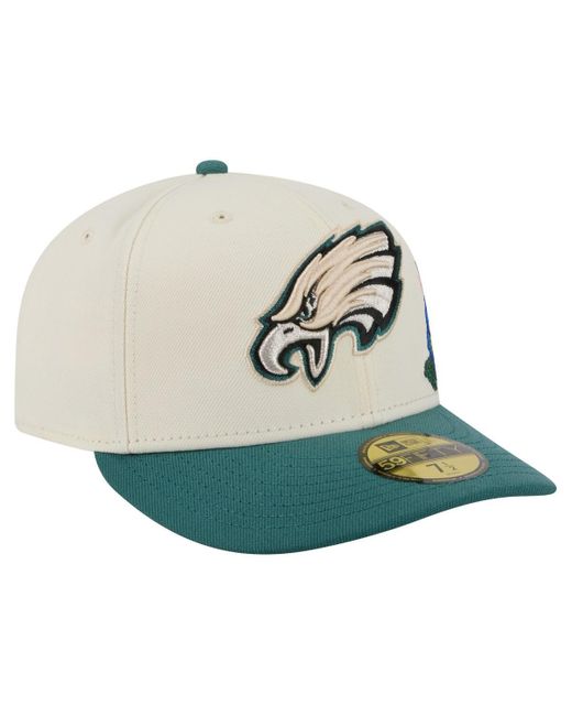 KTZ Cream/midnight Green Philadelphia Eagles Tonal Floral 59fifty Fitted Hat for men