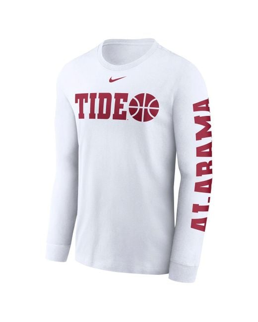 Nike White Alabama Crimson Tide Basketball Icon Two-hit Long Sleeve T-shirt for men