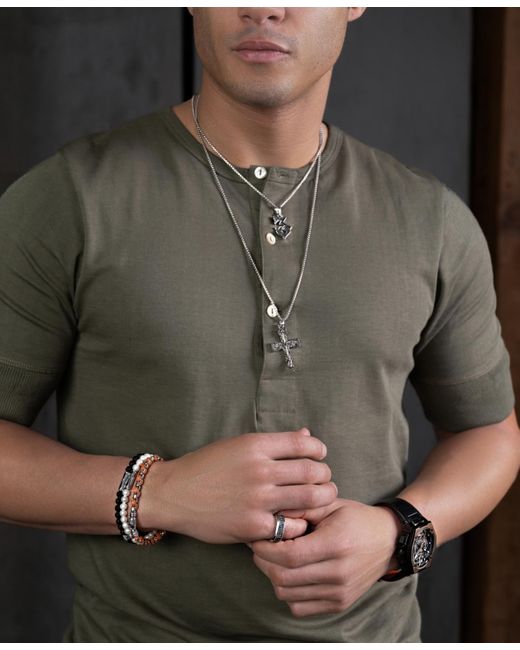 Bulova Black Marc Anthony Onyx & Lion Beaded Bracelet for men