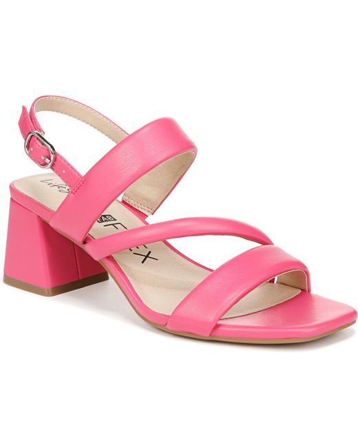 LifeStride Pink Celia Asymmetrical Block Heel Dress Sandals
