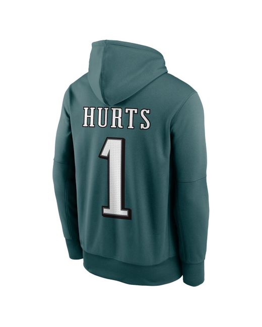 Nike Green Jalen Hurts Midnight Philadelphia Eagles Player Name Number Performance Pulloverâ Hoodie for men