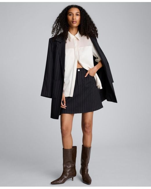 Kenneth Cole Black ' Button-front Collar Neck Shirt