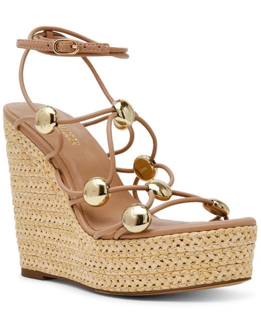 Steve Madden Metallic Oaklie Studded Strappy Wedge Sandals