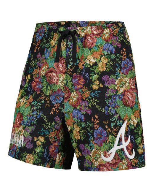 Pleasures Green Atlanta Braves Floral Shorts for men