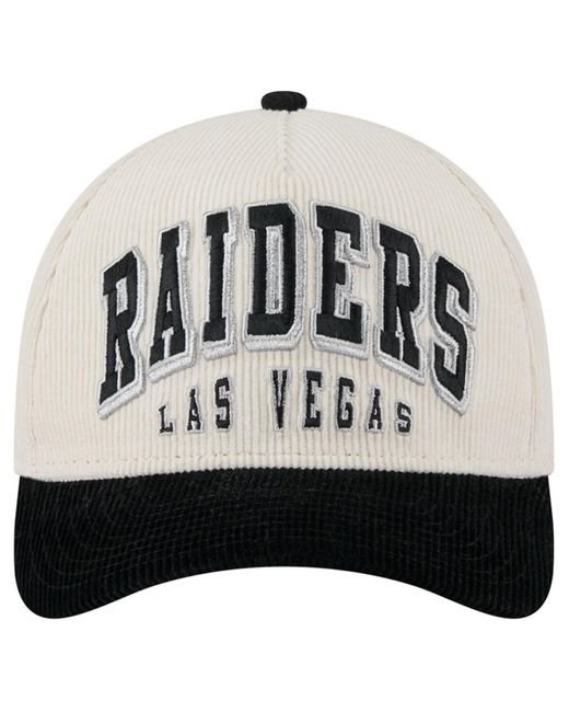 KTZ White Cream/black Las Vegas Raiders Two-tone Sided Corduroy 9forty A-frame Adjustable Hat for men