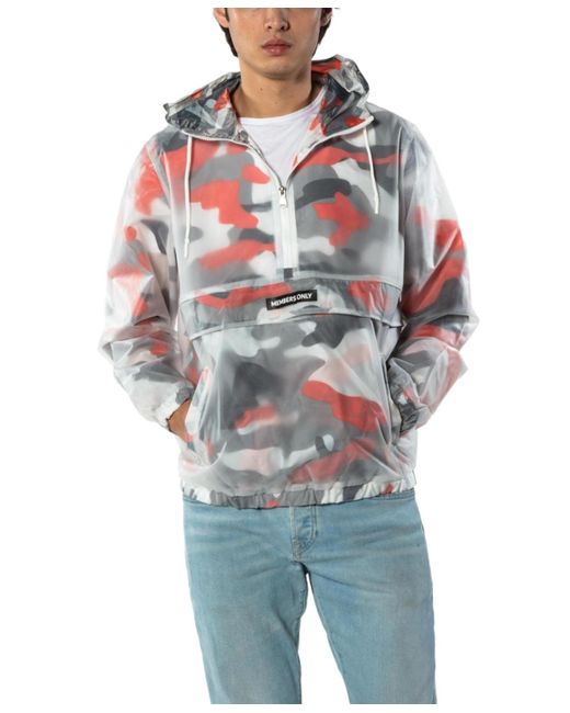 Members Only Blue Translucent Camo Print Popover Jacket for men
