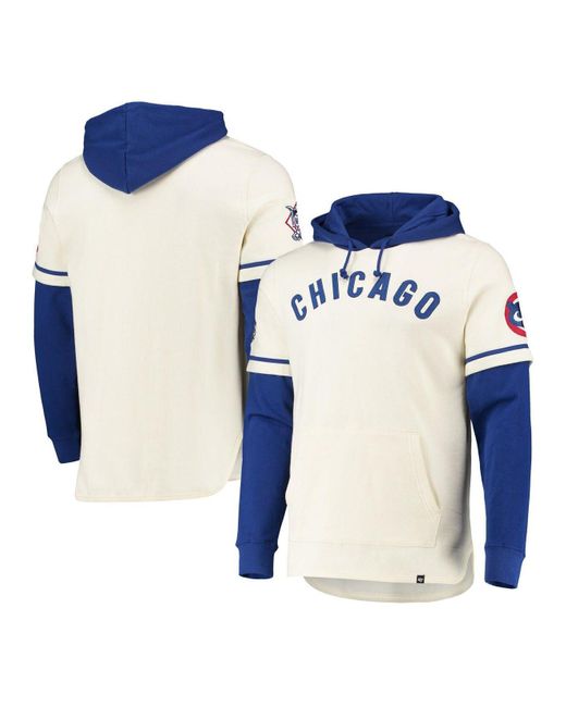 47 Brand Blue Cream Chicago Cubs Trifecta Shortstop Pullover Hoodie for men