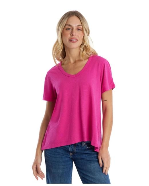 Wilt Pink Clothing Ruched Sleeve Tee