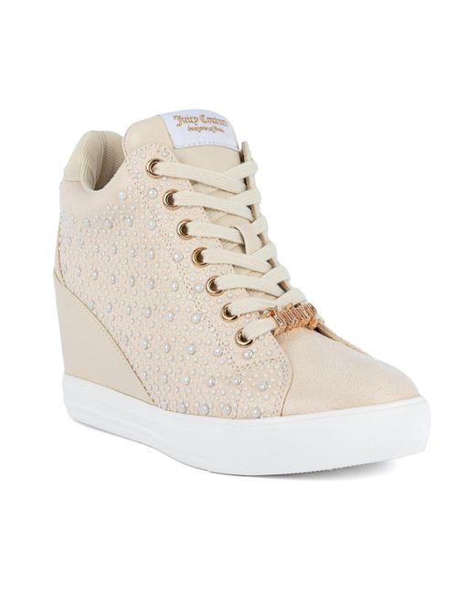 Juicy Couture Natural jiggle Embellished Lace-up Wedge Sneakers