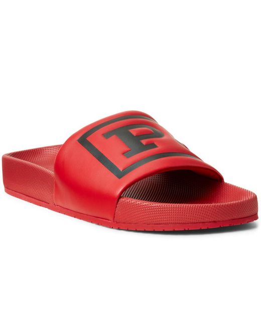 polo ralph lauren men's cayson slide sandals black red