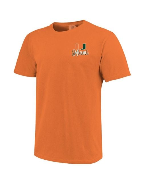 Image One Orange Miami Hurricanes Comfort Colors Campus Scene Drawing Script T-shirt