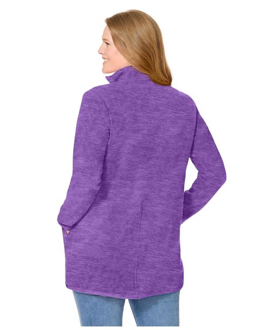 Woman Within Purple Plus Size Zip-front Microfleece Jacket