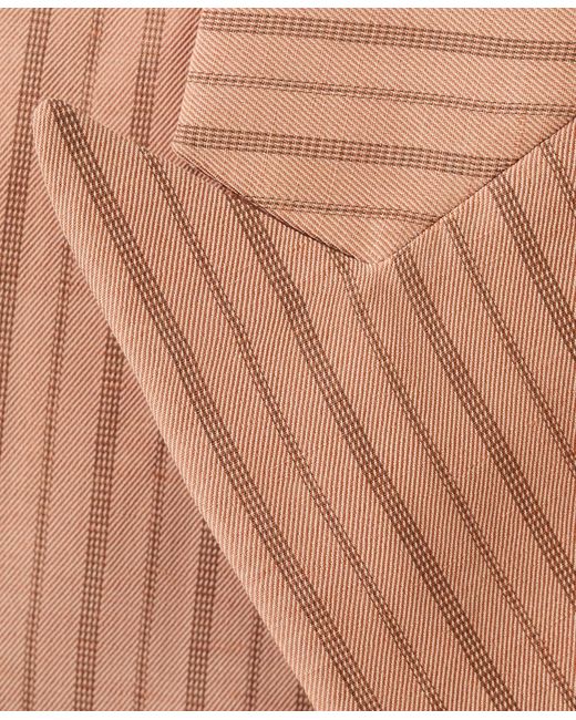 Mango Pink Selection Cropped Striped Linen Blazer