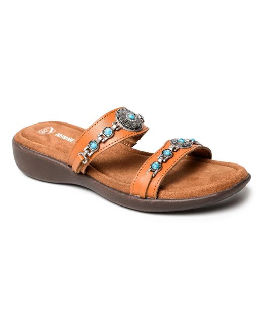 Minnetonka Brown Brenn Embellished Slide Sandals