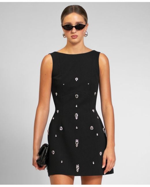 Rachel Roy Celice Chunky Jeweled Boat Neck Mini Dress in Black | Lyst