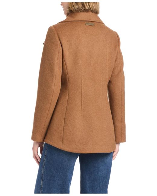 Vince Camuto Blue Short Wool Coat With Fixed Bib