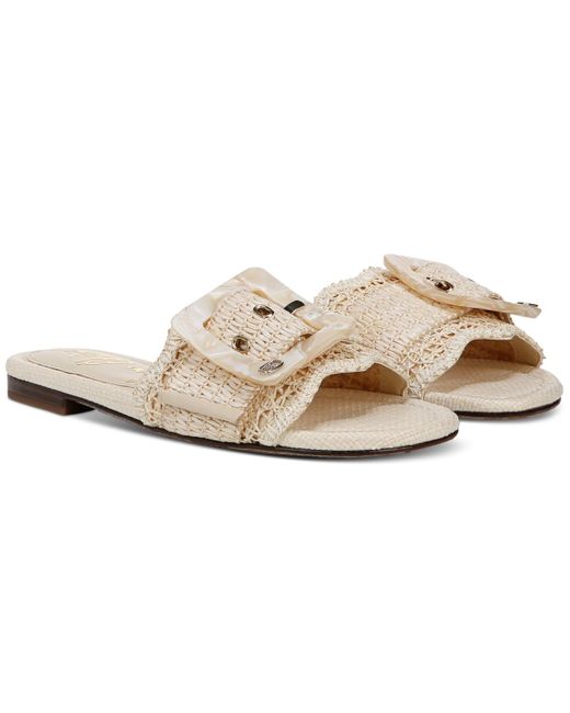 Sam Edelman White Bambi Raffia Buckle Slide Sandals
