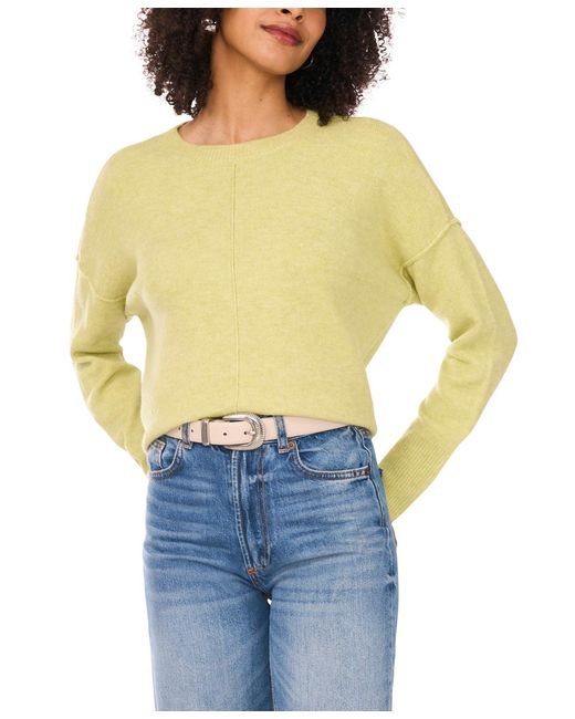 Vince Camuto Blue Cozy Crewneck Long-sleeve Extend-shoulder Sweater