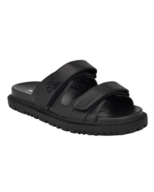 Calvin Klein Black Donnie Double Adjustable Strap Sandals
