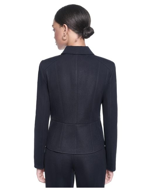 Karl Lagerfeld Blue Cropped Collared Neck Jacket