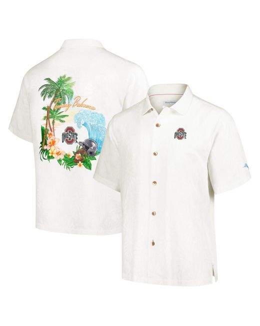 Tommy Bahama White Ohio State Buckeyes Castaway Game Camp Button-up Shirt for men