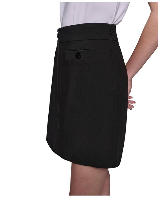 Karl Lagerfeld Black Faux-front-zipper Mini Skirt