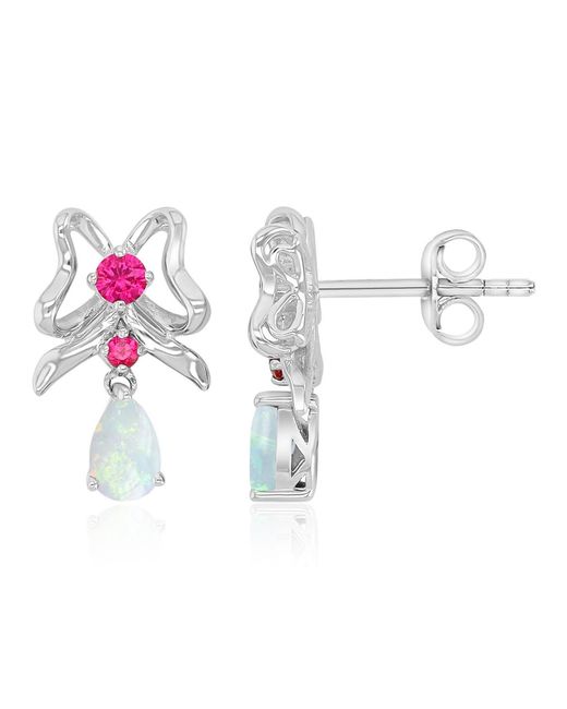 Macy's White Created Opal And Ruby Dangling Earrings