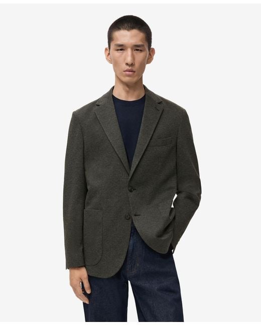 Mango Gray Slim Fit Microstructure Blazer for men