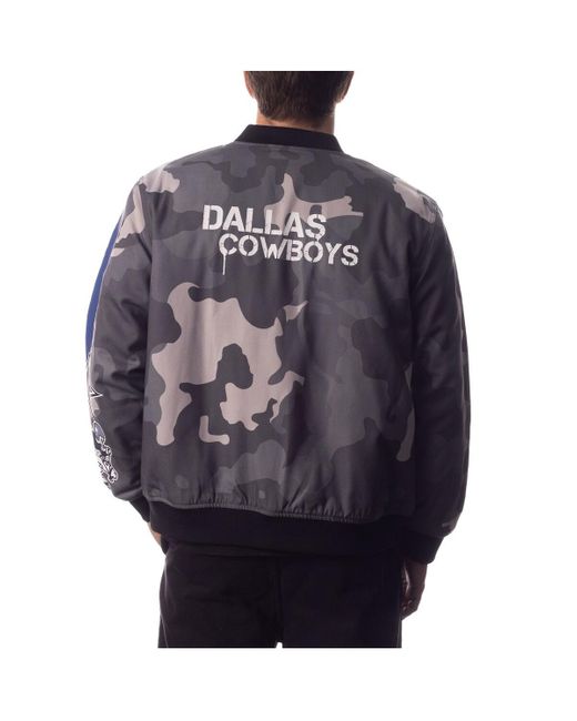 The Wild Collective And Distressed Dallas Cowboys Camo Bomber Jacket In ...