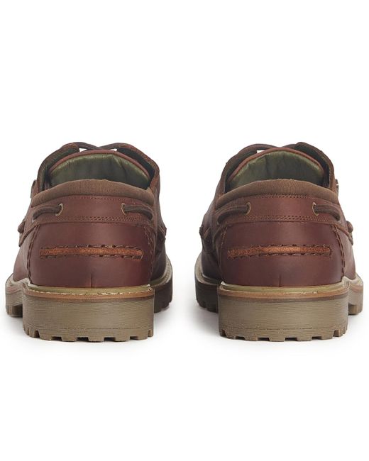 Barbour Brown Basalt Lace-up Lug-sole Boat Shoes for men