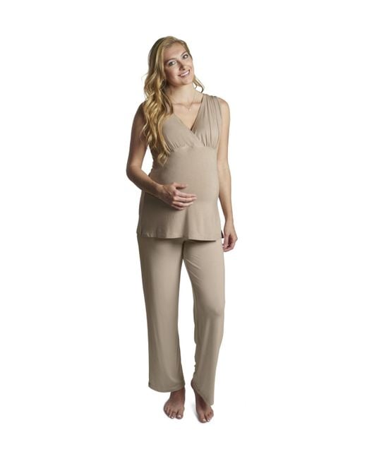 Everly Grey Natural Maternity Analise During & After 5-piece Maternity/nursing Sleep Set