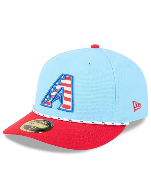 KTZ Light Blue/red Arizona Diamondbacks 2025 Fourth Of July Low Profile 59fifty Fitted Hat for men