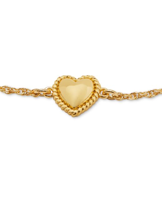 Kate Spade Metallic Gold-tone Heart Charm Link Bracelet