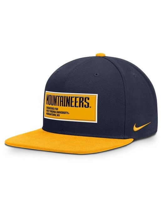 Nike Blue Navy/gold West Virginia Mountaineers 2025 On-field Patch Pro Dri-fit Snapback Hat for men