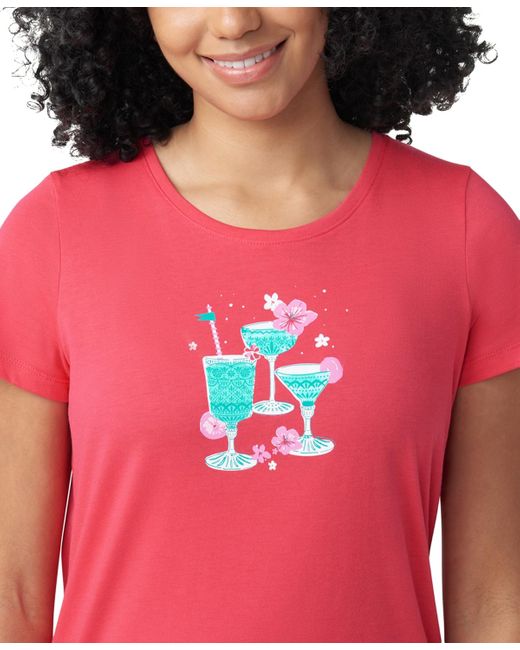 Hue Red Printed Short-sleeve Capri Pajama Set
