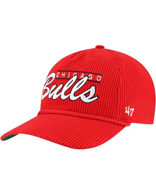 '47 Red Chicago Bulls Double Header Sidepatch Cord Hitch Adjustable Hat for men