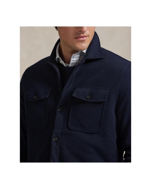 Polo Ralph Lauren Blue Long-sleeve Double Knit Tech Hybrid Shirt Jacket for men