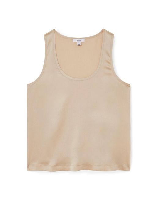 Reiss Blue Ruby Silk-front Cami Top