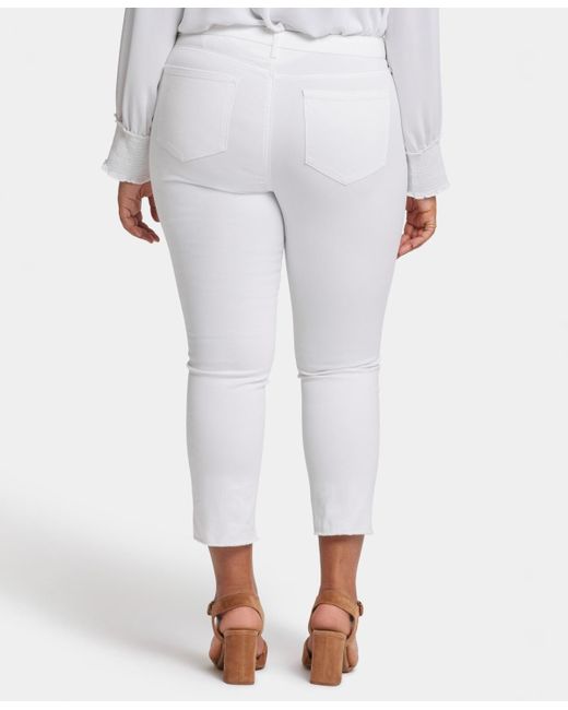 NYDJ White Plus Size Marilyn Straight Crop Jeans