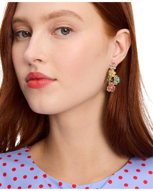 Kate Spade Metallic Gold-tone Fleurette Cluster Drop Earrings