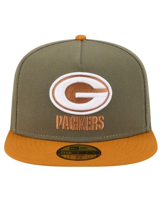 KTZ Â Olive/brown Green Bay Packers Color Pack A-frame 59fifty Fitted Hat for men